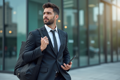 Homme athlète en costume dans un environnement urbain
