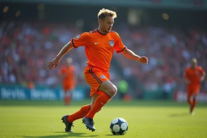 Dennis Bergkamp en action en maillot orange des Pays-Bas