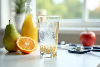 Eau avec électrolytes et fruits frais pour une vie saine