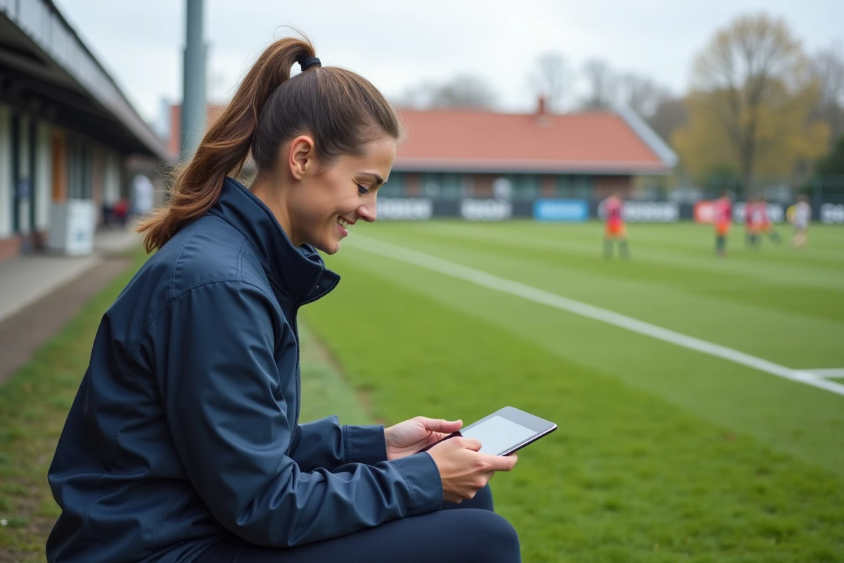 Jeune femme gestionnaire sportive sur le terrain de sport