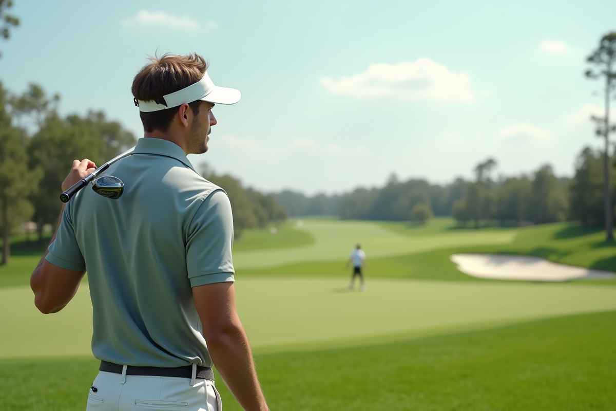 Jeune golfeur sur un parcours vert et soigné