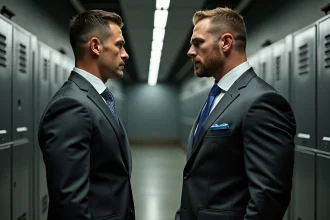 Homme en costume dans les coulisses de la WWE