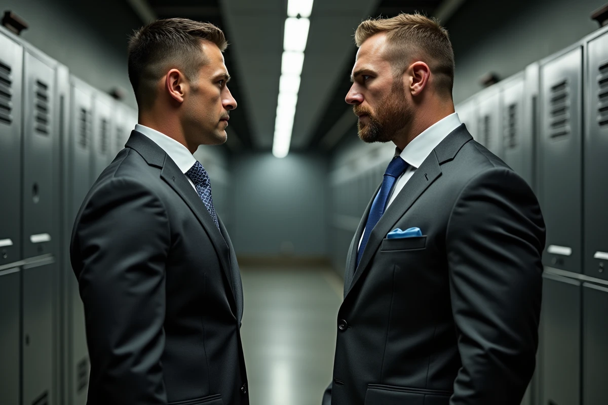 Homme en costume dans les coulisses de la WWE