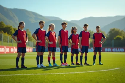 Groupe de jeunes footballeurs avant un match sur le terrain