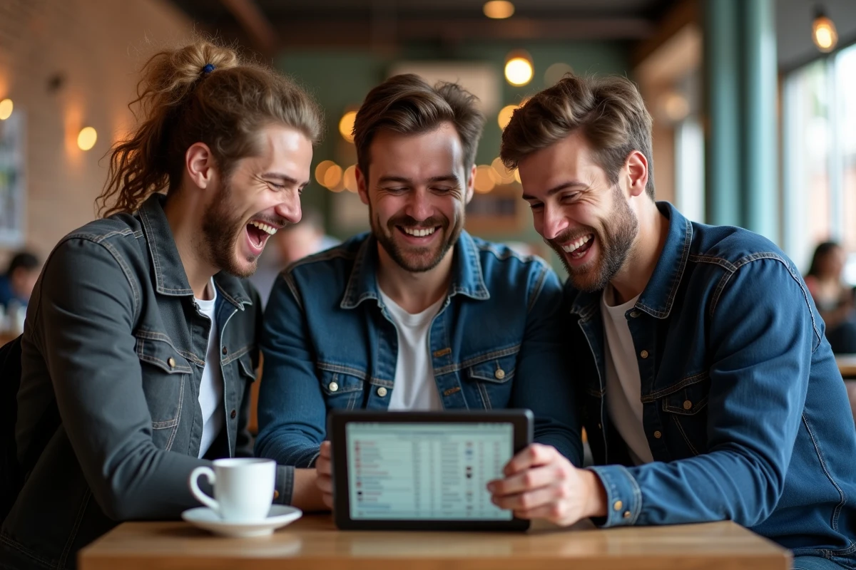 Groupe de joueurs discutant des gains de points P100 sur une application de résultats de tournoi