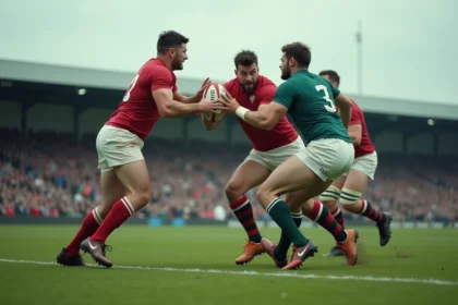 Match de rugby Fédérale avec joueurs en mêlée ouverte sur terrain herbeux, analyse des résultats et bonus offensif