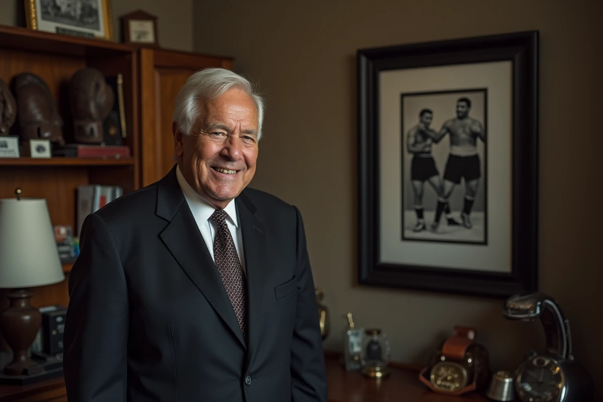 Portrait en noir et blanc de Joe Frazier âgé