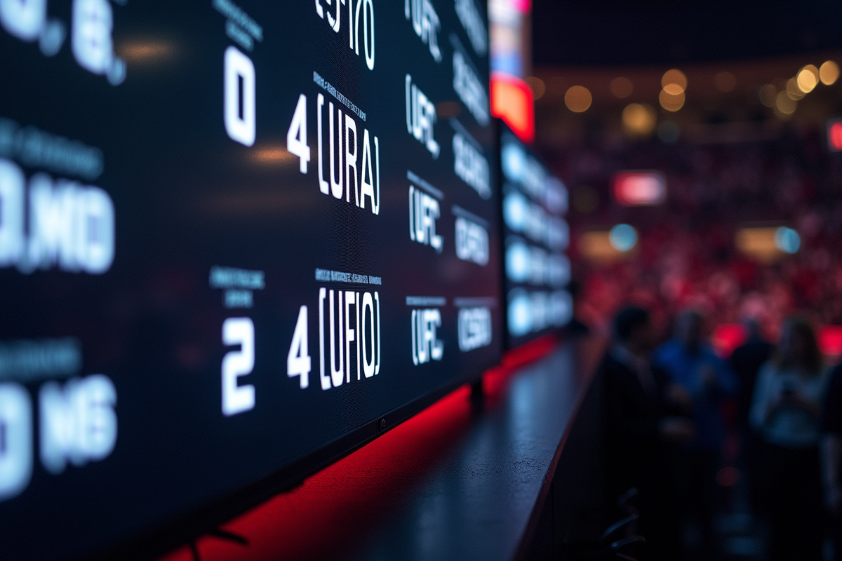 Tableau de classement UFC lumineux en gros plan